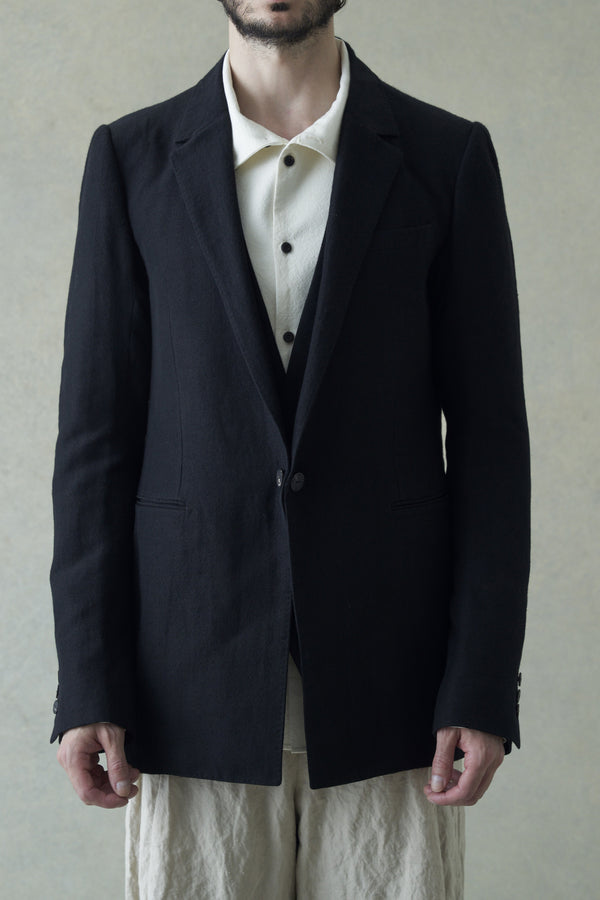 DEVOA 24 spring and summer wool and linen woven suit JKF-WLNW black